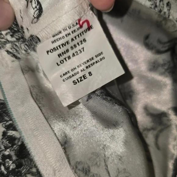 Cropped Ankle Pants French Toile Pattern Elastic Waist Pockets. Women's size 8 - Picture 2 of 7